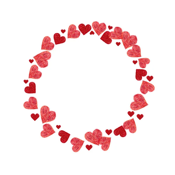 Circle frame made of hearts — Stock Vector