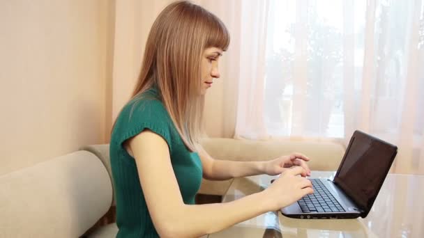 Business woman with laptop — Stock Video