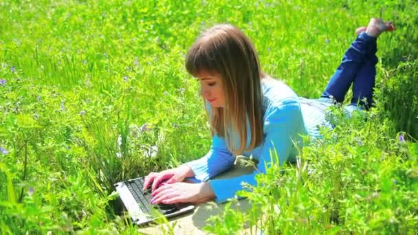 Senhora trabalhando no laptop — Vídeo de Stock