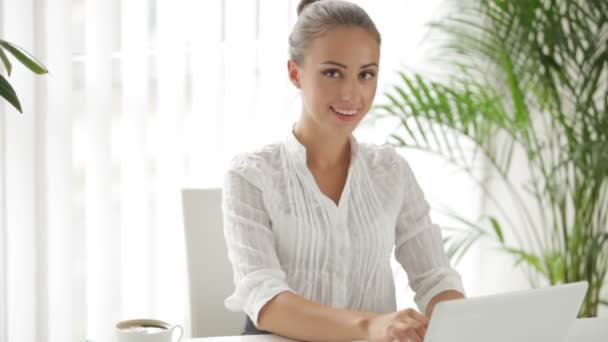 Businesswoman  using laptop — Stock Video