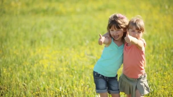 Ragazze che si abbracciano nei fiori — Video Stock