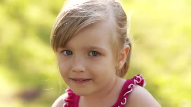 Little girl waving finger — Stock Video