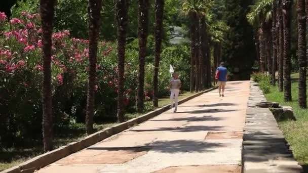 Girl running in the park. — Stock Video