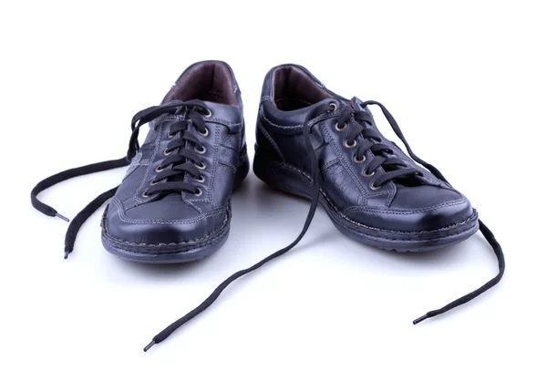 Μαύρο δέρμα Ανδρικά παπούτσια — Φωτογραφία Αρχείου