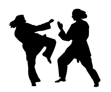 Women karate fight clipart