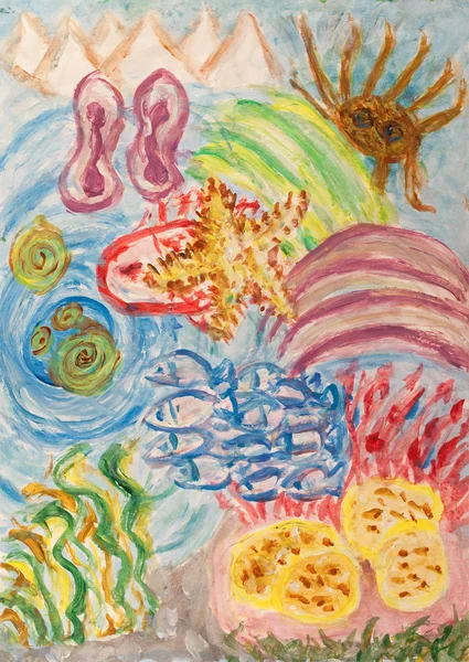 Onderwater wereld abstracte schilderkunst — Stockfoto
