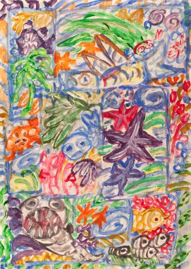 Sualtı dünyasını soyut resim