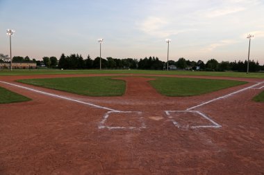 A wide angle shot of a baseball field clipart