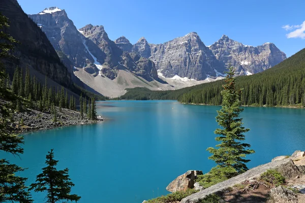 Espetacular Lago Moraine Localizado Parque Nacional Banff Alberta Canadá — Fotografia de Stock