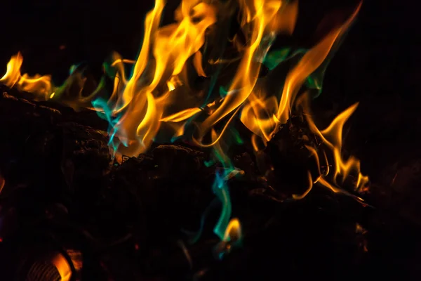 Orange and blue flames of fire — Stock Photo, Image