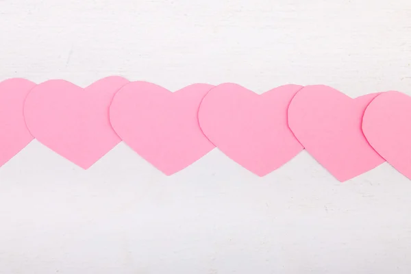 Pink paper Saint Valentines hearts — Stock Photo, Image