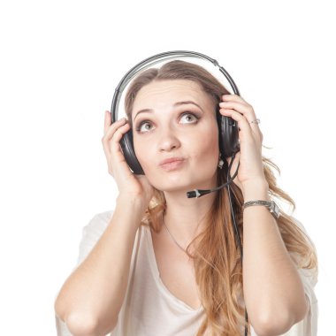 Çağrı Merkezi telefon kulaklık ile kadın