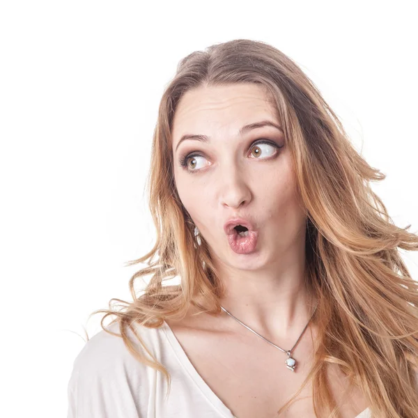 Girl playing various emotions in studio — Stock Photo, Image