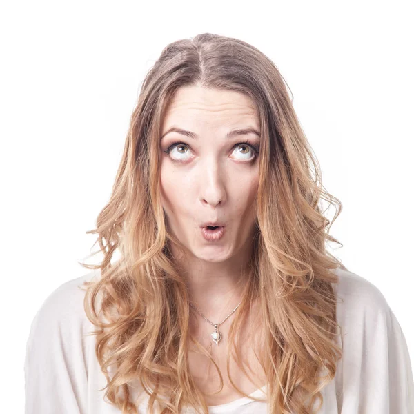 Girl playing various emotions in studio — Stock Photo, Image