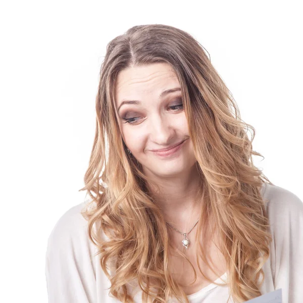 Menina jogando várias emoções no estúdio — Fotografia de Stock