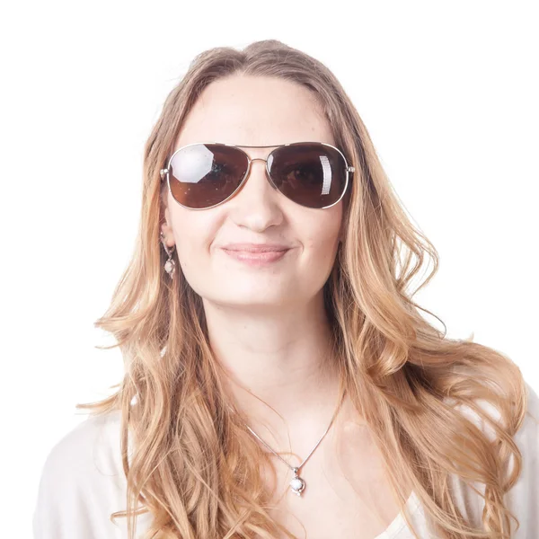 Girl playing various emotions in sunglasses — Stock Photo, Image