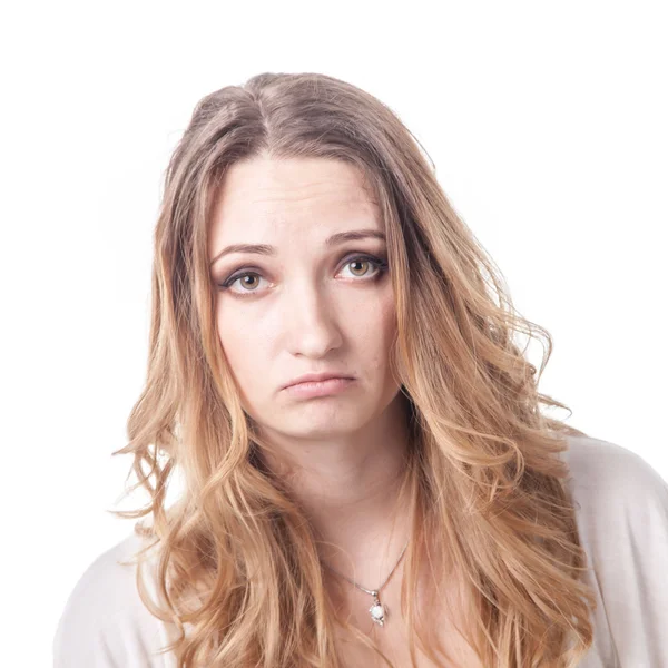 Chica jugando varias emociones en el estudio — Foto de Stock