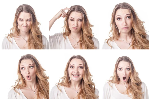 Collage of woman different facial expressions — Stock Photo, Image