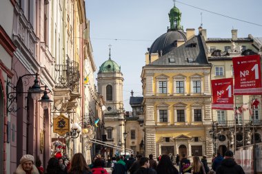 Lviv, Ukrayna - 22 Şubat 2015 Lviv eşsiz mimarisi