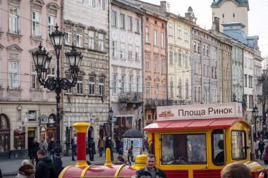 Lviv, Ukrayna - 22 Şubat 2015 Lviv eşsiz mimarisi