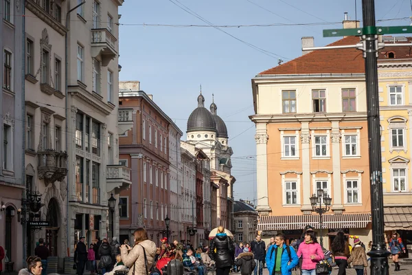 Lwów, Ukraina - 22 lutego 2015 unikalna architektura Lwowa — Zdjęcie stockowe