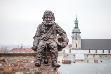 Lviv, Ukrayna - 23 Şubat 2015 Lviv çatılar yüksek noktadan