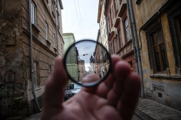 LVIV, UKRAINE - February 23, 2015 Lviv street through lens filter