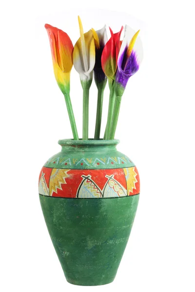 Lírios em vaso de flores — Fotografia de Stock
