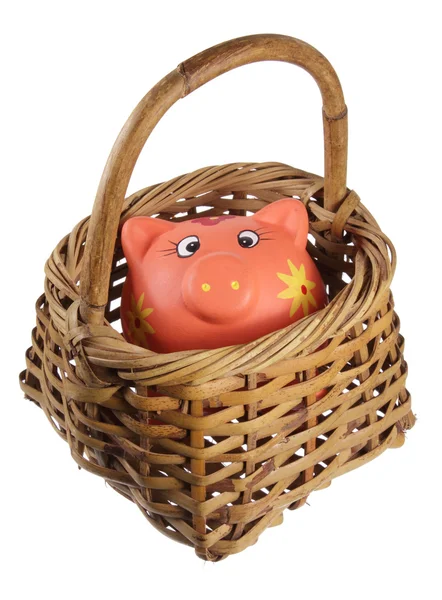 Piggybank y cesta — Foto de Stock