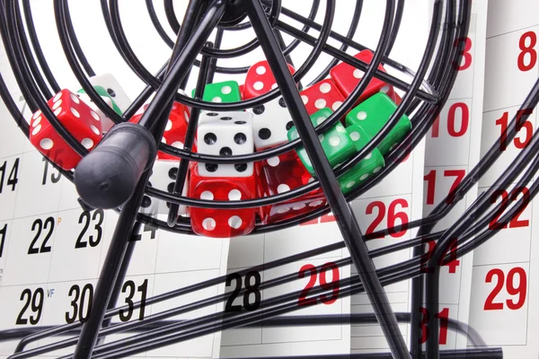 Bingo spel cage en kalender — Stockfoto