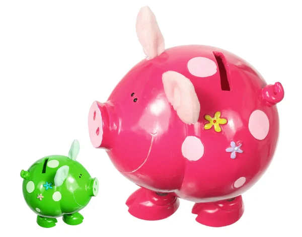 Grote en kleine Piggy Banks — Stockfoto
