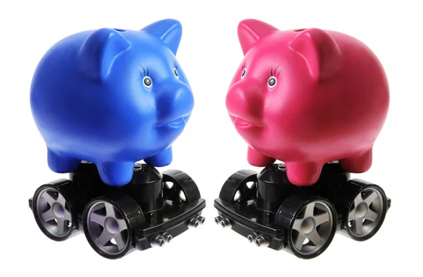Piggy banken met wielen — Stockfoto