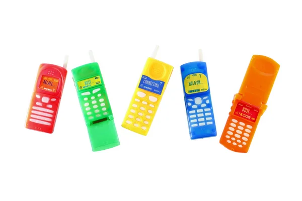 Toy Mobile Phones White Background — Stock Photo, Image