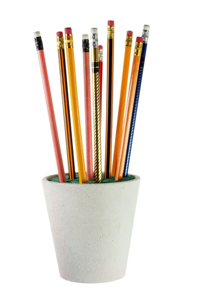 Lápis em vaso de flores — Fotografia de Stock