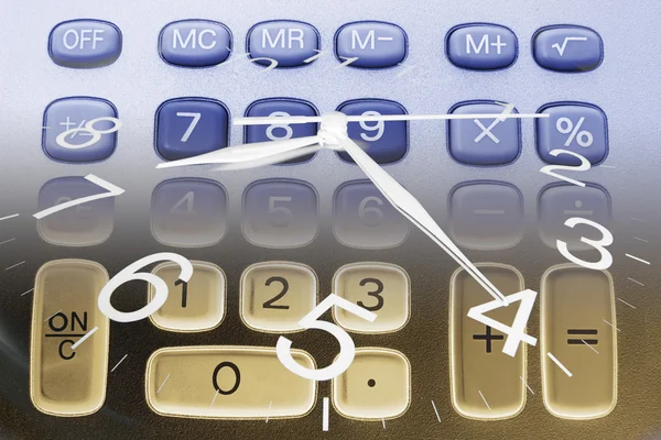 Clock Hands and Calculator Keys — Stock Photo, Image