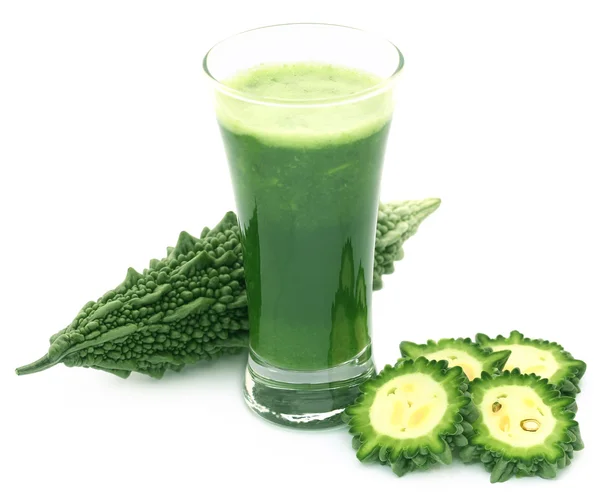 Herbal juice of green momodica — Stock Photo, Image