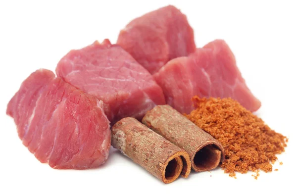 Raw beef with spices — Stock Photo, Image