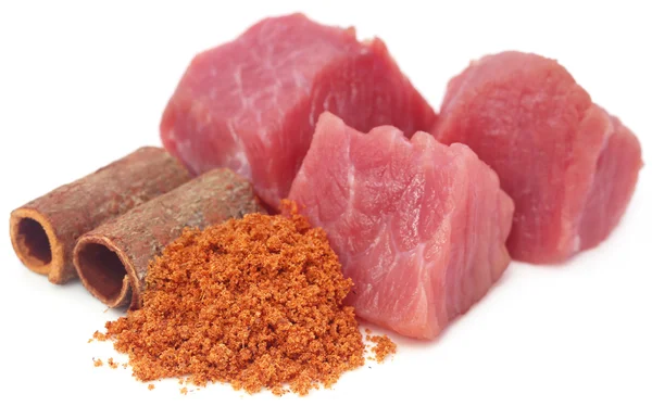 Raw beef with spices — Stock Photo, Image