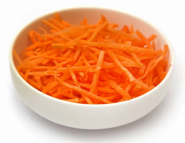 Sliced Carrot Bowl White Background — Stock Photo, Image