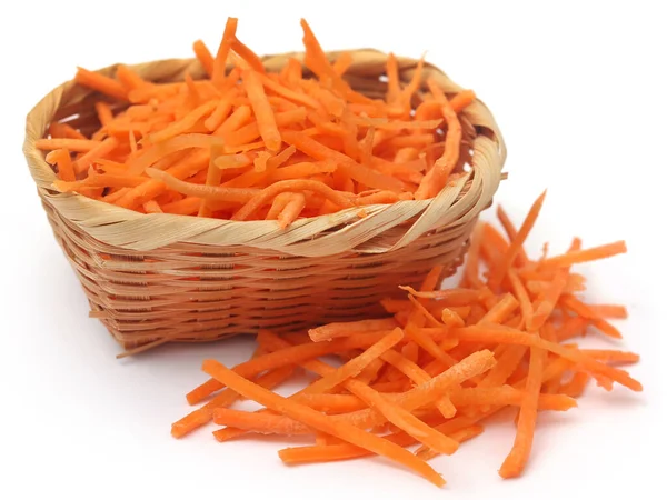 Sliced Carrot Basket White Background — Stock Photo, Image