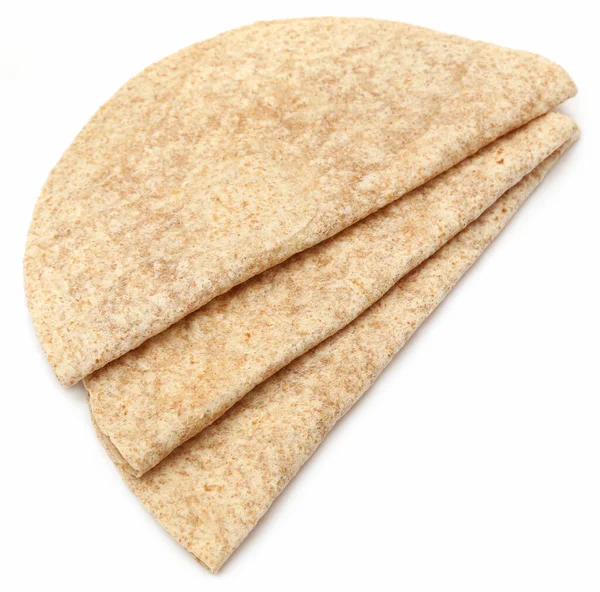 Tortilla Chleb Izolowany Białym Tle — Zdjęcie stockowe