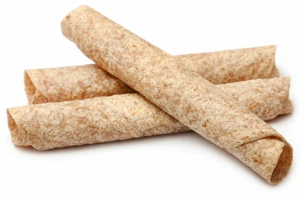 Tortilla Brot Isoliert Über Weißem Hintergrund — Stockfoto