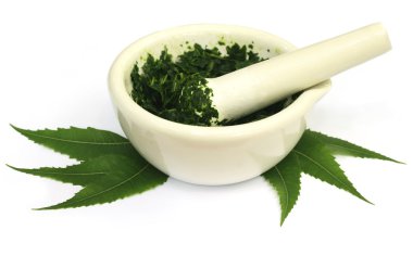 harç ve havaneli ile tıbbi neem bırakır