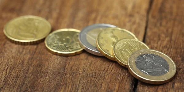 British Pounds and Euro coins — Stock Photo, Image