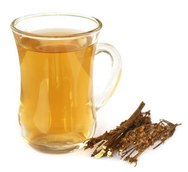 Ayurvedic medicinal Chirata with juice in glass — Stock Photo, Image