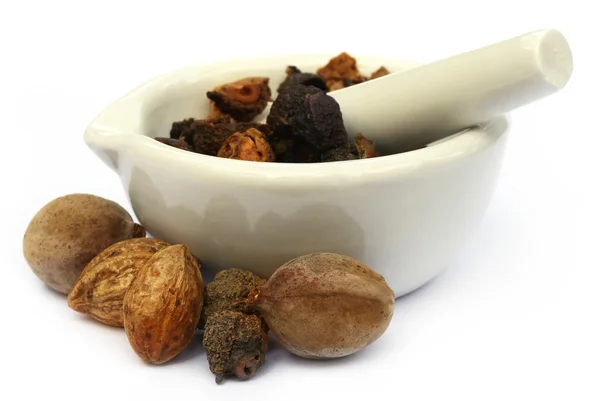 Triphala, una combinazione di frutti ayurvedici con malta e parassiti — Foto Stock