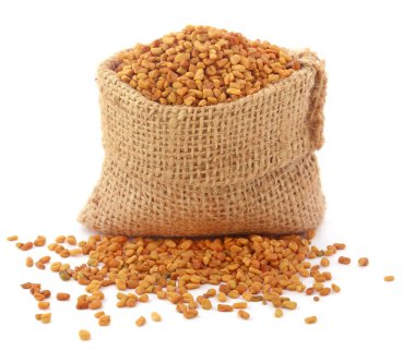 Fenugreek seeds in sack clipart