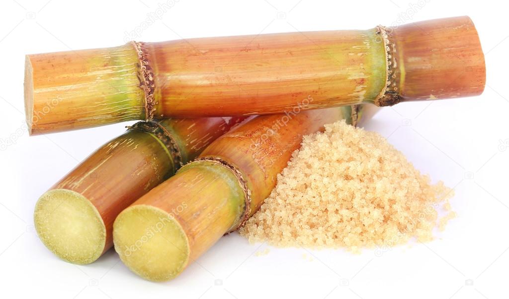 Piece of sugarcane with sugar