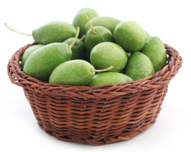 Mediterranean green olive over white background