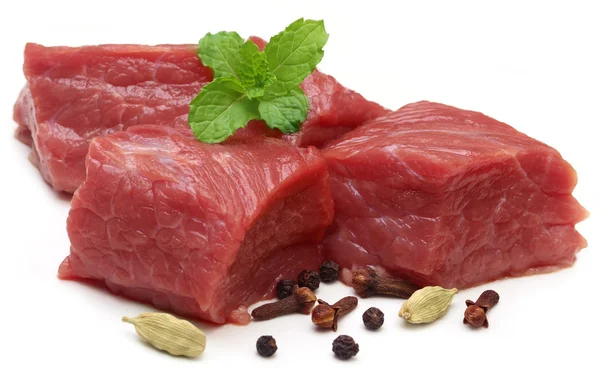 Raw beef with spices — Stock Photo, Image